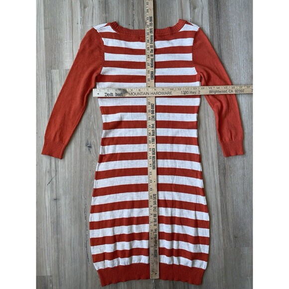 Pink Rose, Orange Owl And White Stripe Sweater Dress Sz SMALL - Picture 8 of 9